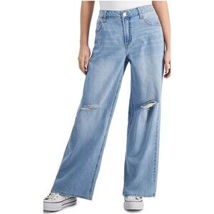 Vanilla Star Juniors High-Rise Wide-Leg Jeans Size 7 NWT Comfy Stretch Denim